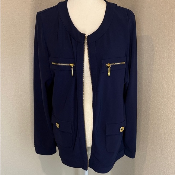 Boston Proper Beyond Travel Navy Jacket with Gold Zippers XL - Picture 2 of 12